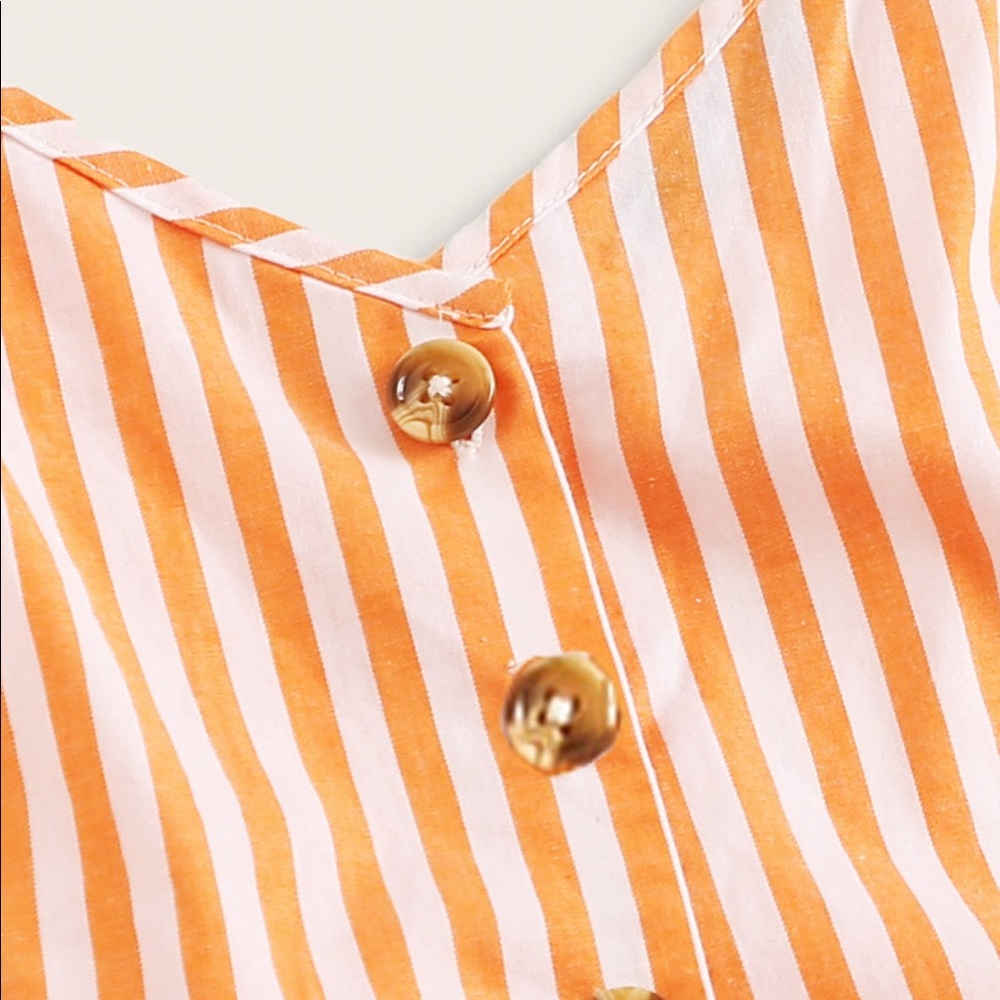 Striped Button Front Tie Top & Belted Shorts Set! - Picture 4 of 5